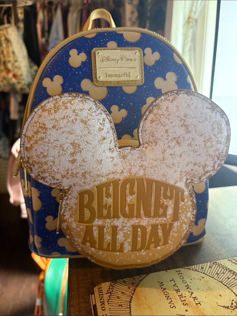 Loungefly x Disney Parks Blue & Gold 'Beignet All Day' Mini Backpack